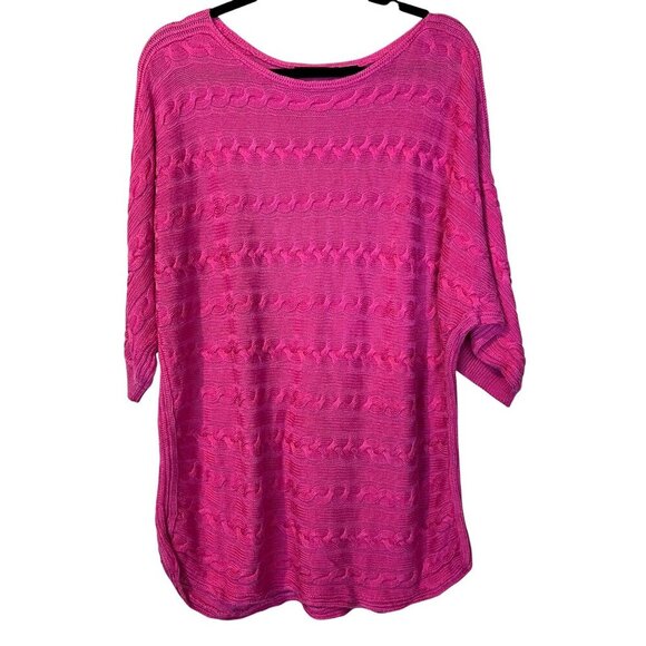 Lauren Ralph Lauren Pink Cable Knit Sweater Top 3X Academia Preppy Quiet Luxury - Picture 1 of 5